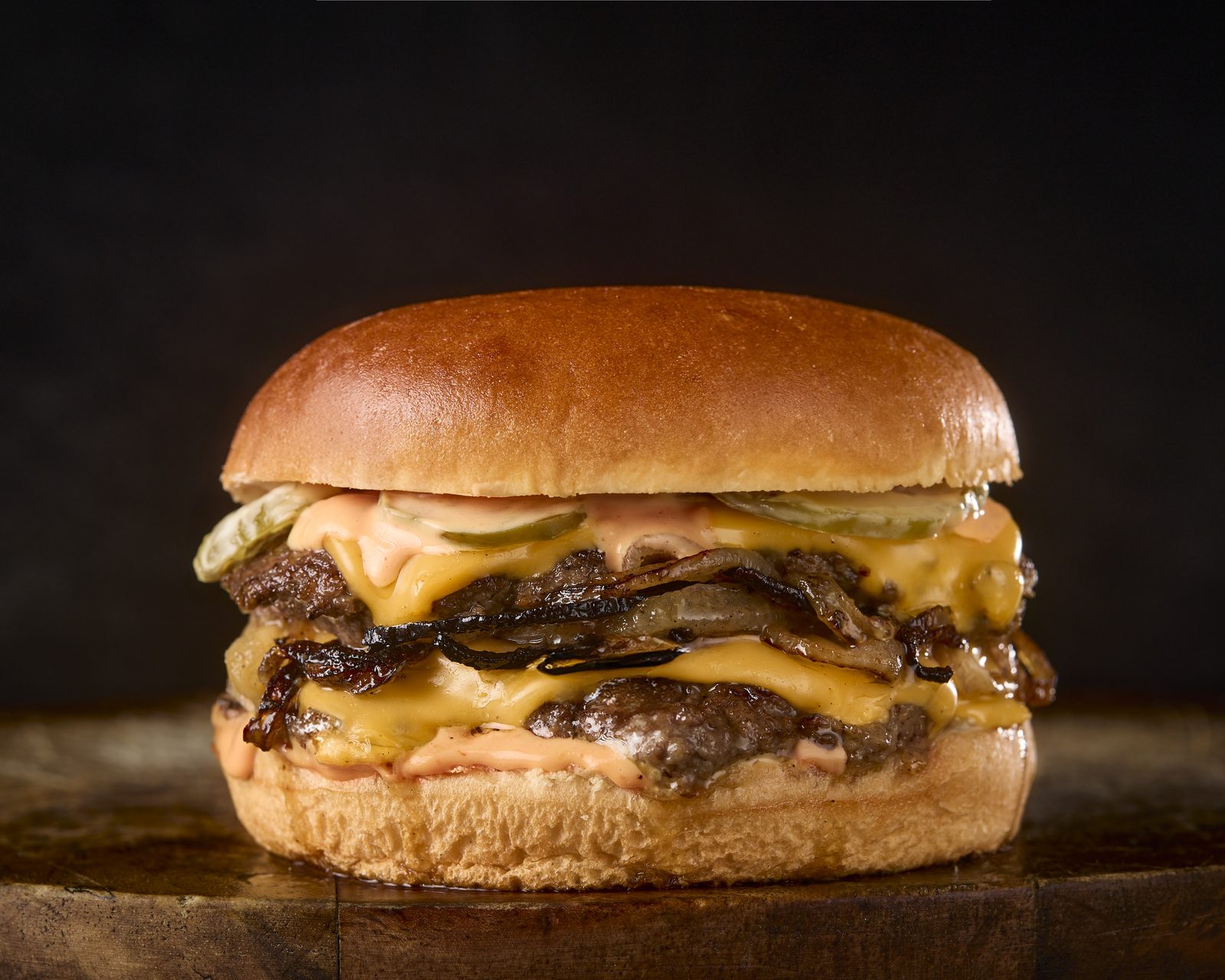 Oklahoma style smashed burger with grilled onions